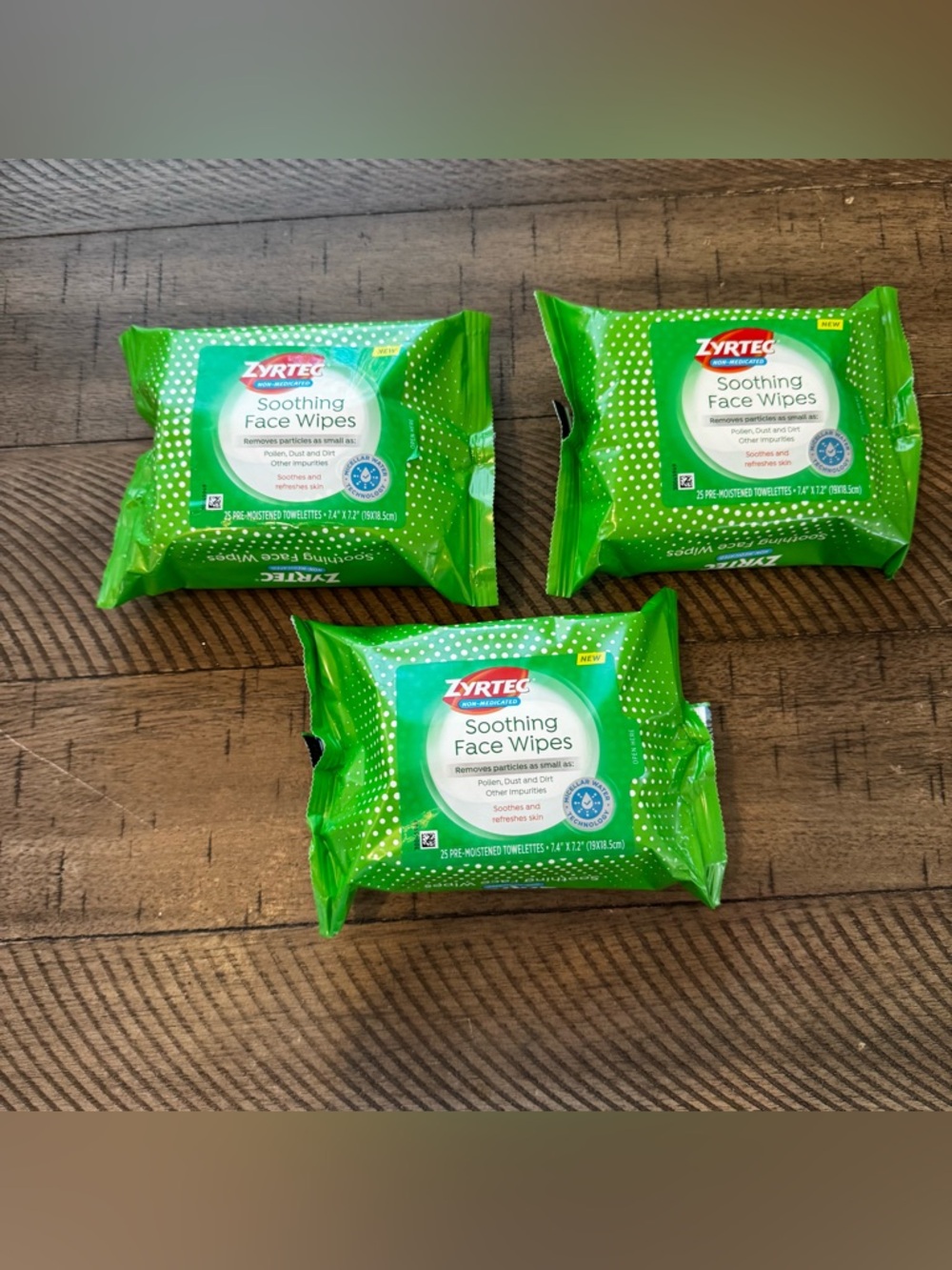 Zyrtec Soothing Non-Medicated Face Wipes 25 Count X3 75 Total DISCONTINUED HTF - Picture 3 of 5
